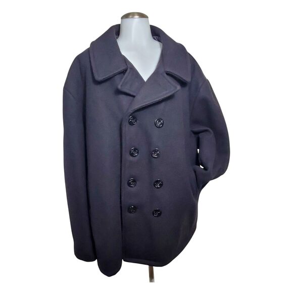 Schott NYC US 740N Wool Pea Coat Men’s 54 Navy Heavyweight Double Breasted - Picture 3 of 6